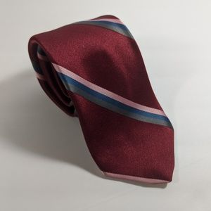 Adams Row Red Tie w/ Pink, Blue & Gray Stripes Tie